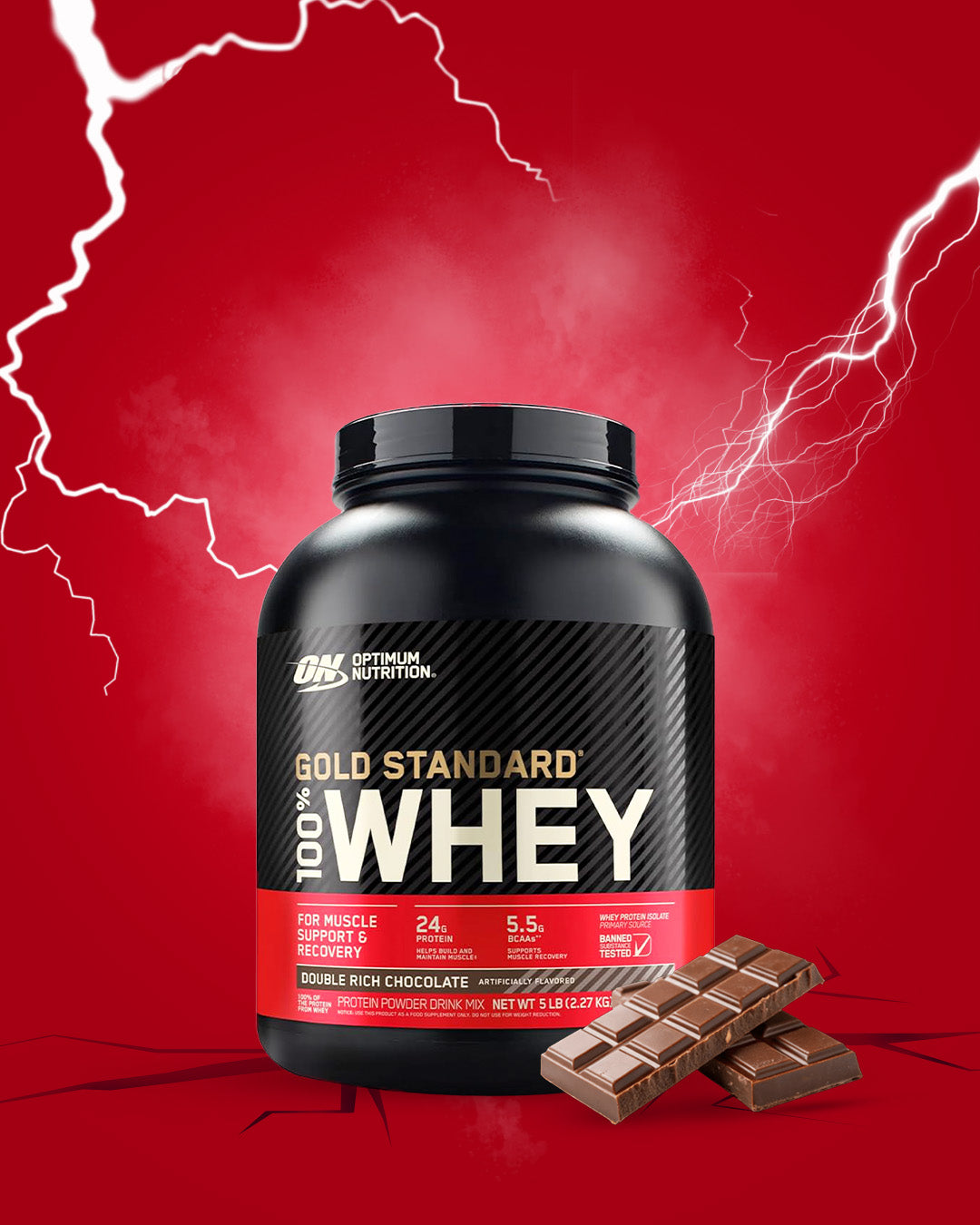 Optimum Nutrition Gold Standard 100% Whey - 5 lbs (74 Servings)